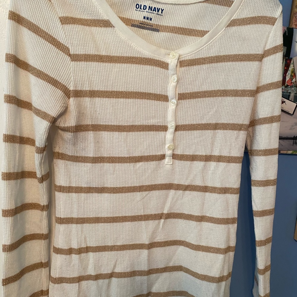 White and gold. Long sleeve top